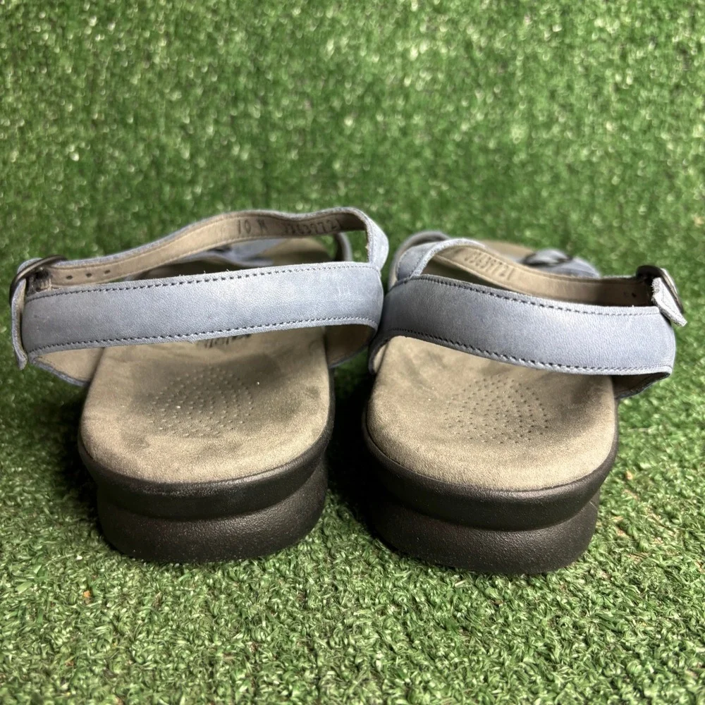 SAS Duo Comfort Laser Cut Buckle Strap Walking Sandals Blue Womens Size 10 M